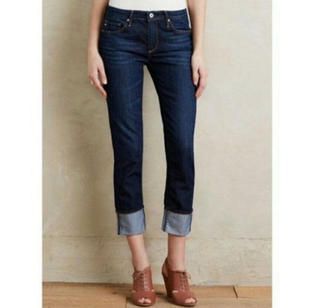 AG The Stevie Cuff Slim Straight Cuffed Jeans Sz 30 Adriano Goldschmeid